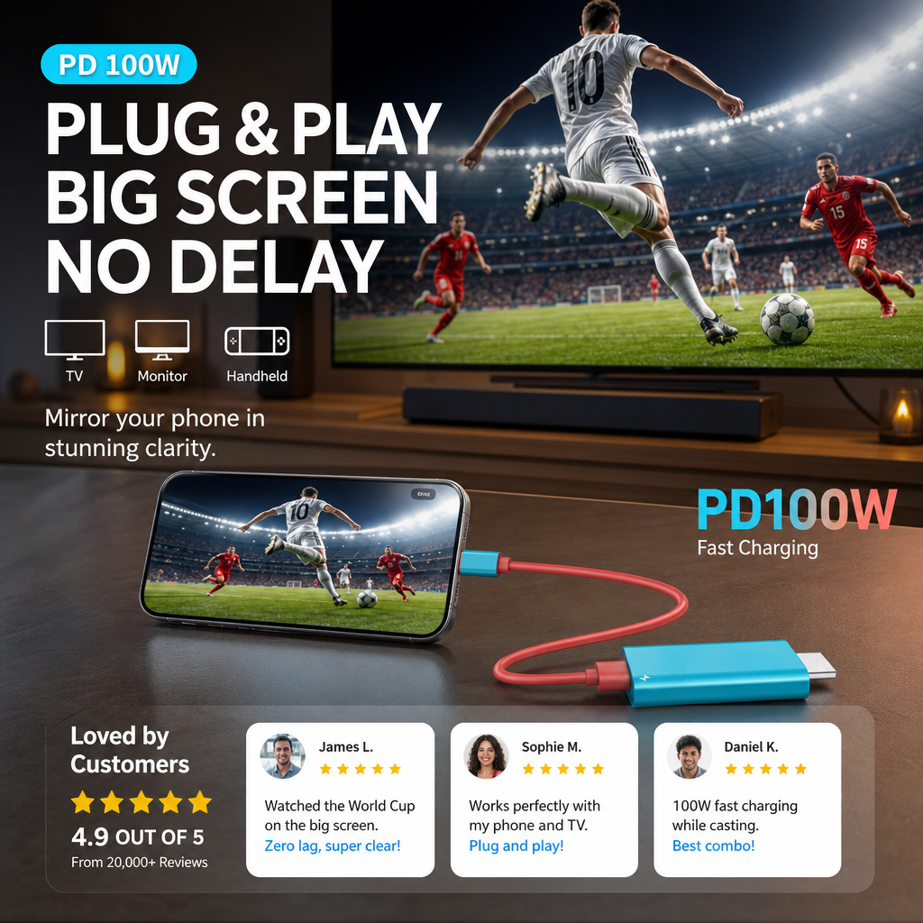 Connect to Big Screens Instantly! USB-C to HDMI Adapter Cable for Switch