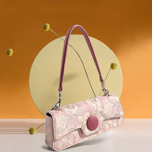 Fashionable and minimalist ladies' crossbody bag with metal buckle