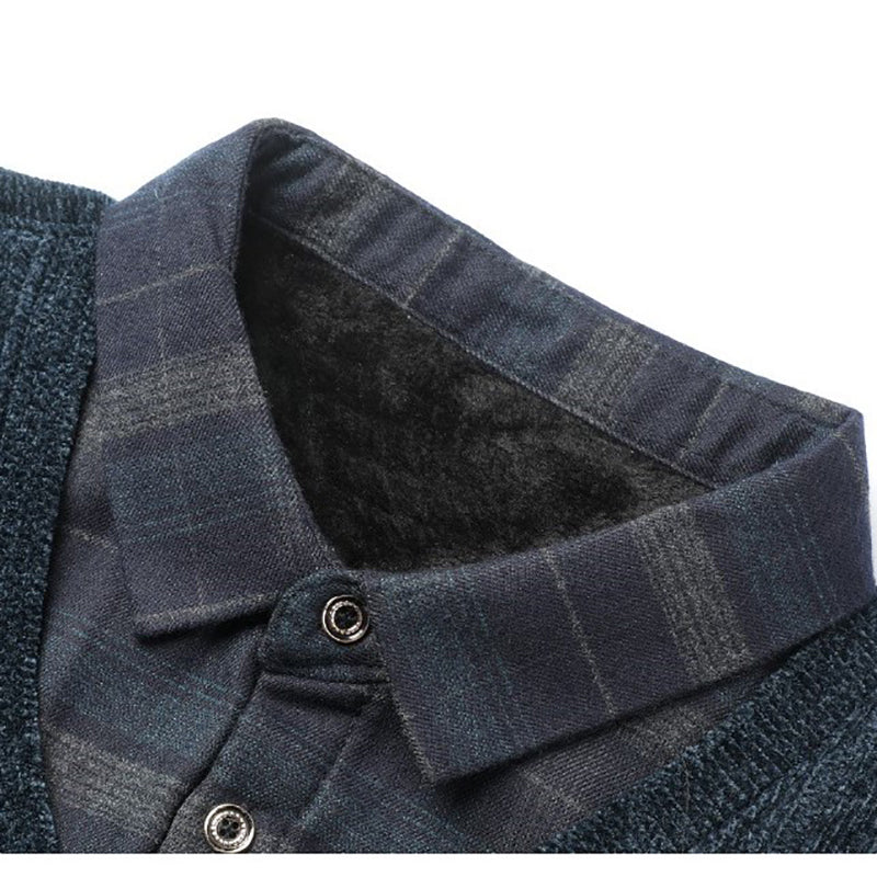 🎅🔥Hot Sale🎄🎉Men's Fluff-lined Sweater with Shirt Collar（50% OFF）