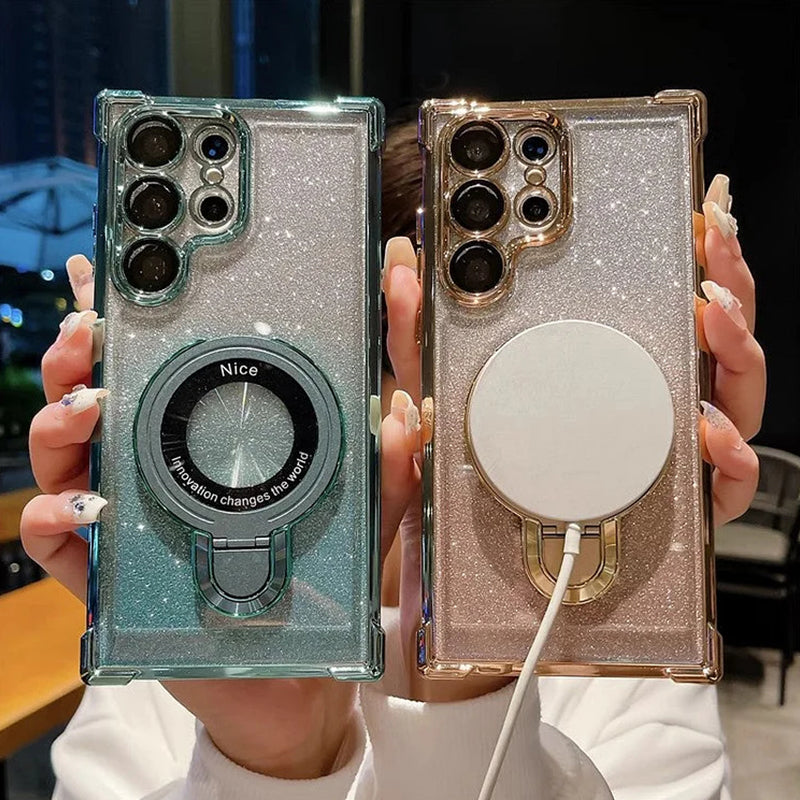 Magnetic Gradient Glitter Mobile Phone Cases for Samsung S22/23/24