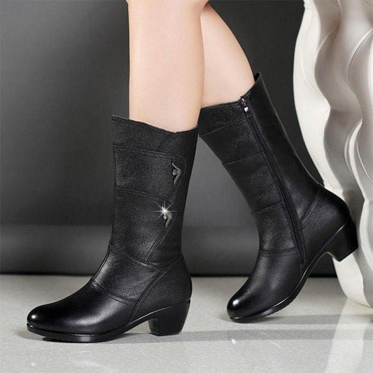 Women’s Trendy Casual PU Leather Black Boots