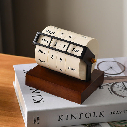 Rotary Wooden Countdown Desktop Perpetual Calendar