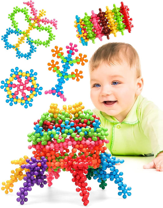 Build Creativity Instantly! No-Sharp-Edge STEM Snowflake Blocks