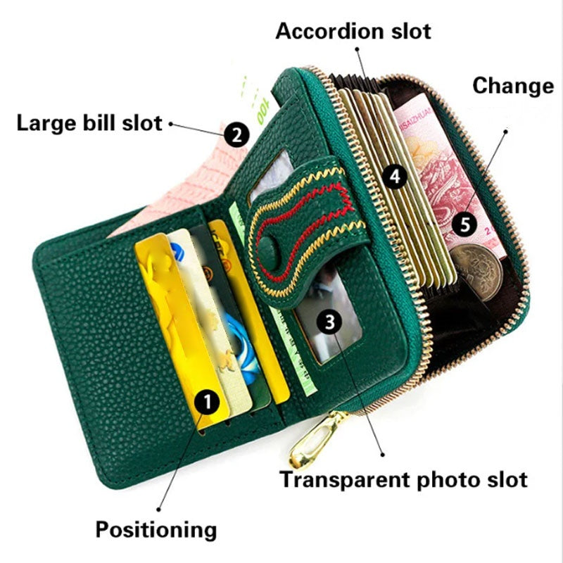 🔥Big Sale-50% Off❤️‍🔥Women's Short Zipper Multi-Card Pocket Wallet