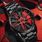 Men's 3D Rotating Skeleton Car Wheel Wrist Watch