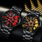 Men's 3D Rotating Skeleton Car Wheel Wrist Watch
