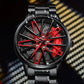 Men's 3D Rotating Skeleton Car Wheel Wrist Watch