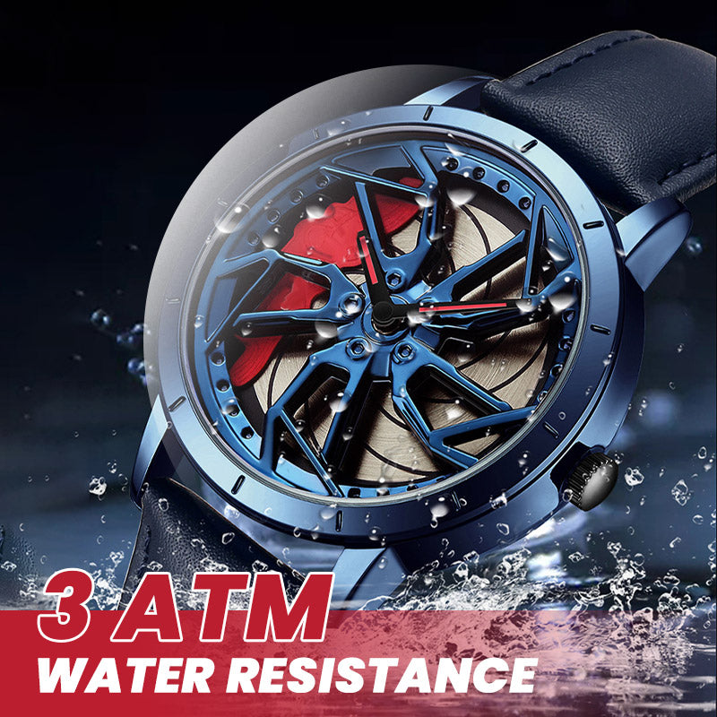 Rotating Skeleton Car Wheel Wrist Watch