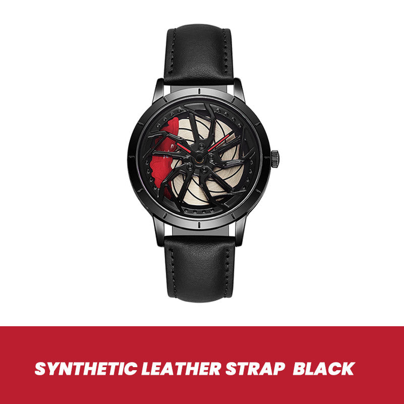 Rotating Skeleton Car Wheel Wrist Watch