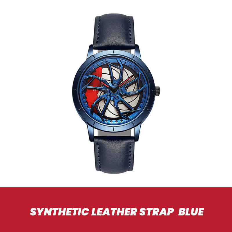Rotating Skeleton Car Wheel Wrist Watch