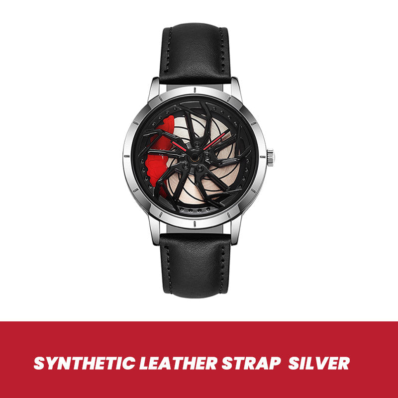 Rotating Skeleton Car Wheel Wrist Watch