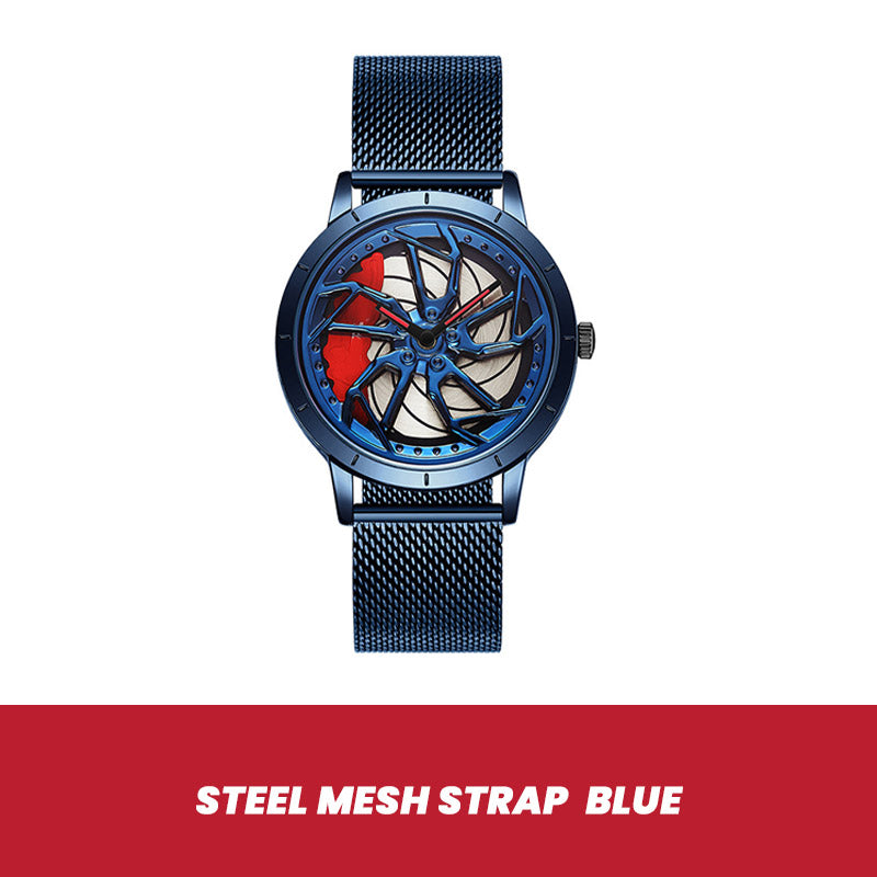 Rotating Skeleton Car Wheel Wrist Watch