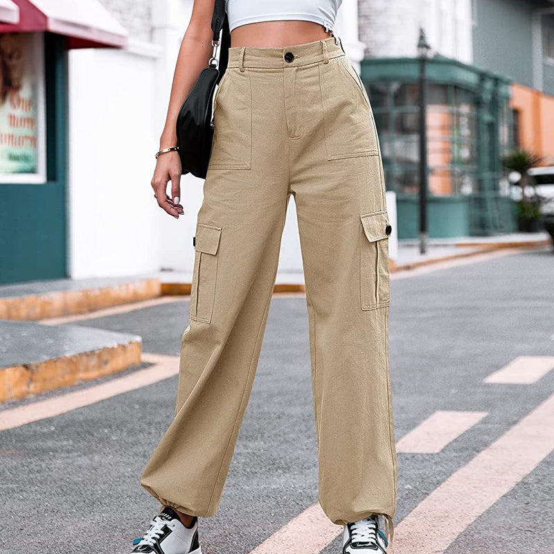 Women's High-Waist Multiple Pocket Cargo Pants