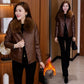 🔥Black Friday Mega Sale🔥Women's Warm PU Leather Jacket with Plush Collar