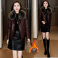 🔥Black Friday Mega Sale🔥Women's Warm PU Leather Jacket with Plush Collar