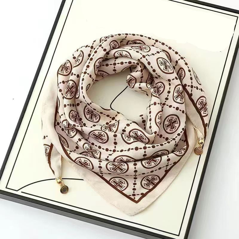 Women's Elegant Scarf with Magnetic Pendant Closure