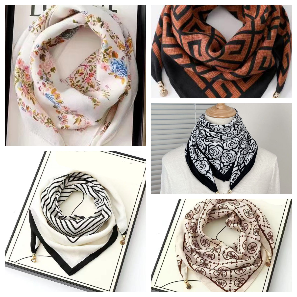 Women's Elegant Scarf with Magnetic Pendant Closure