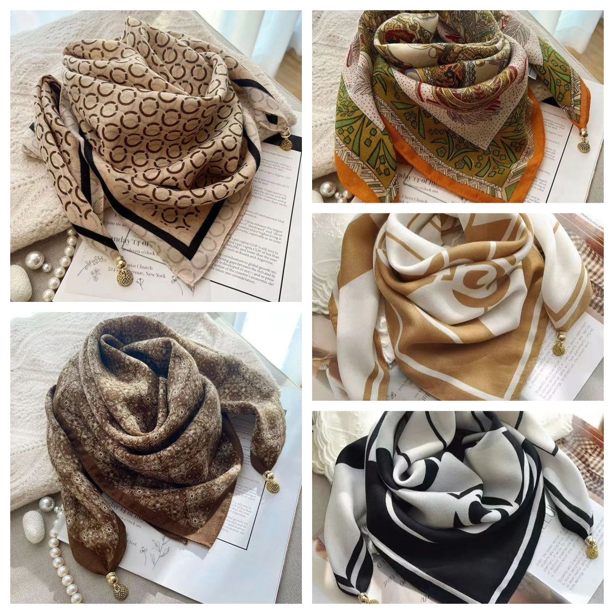 Women's Elegant Scarf with Magnetic Pendant Closure