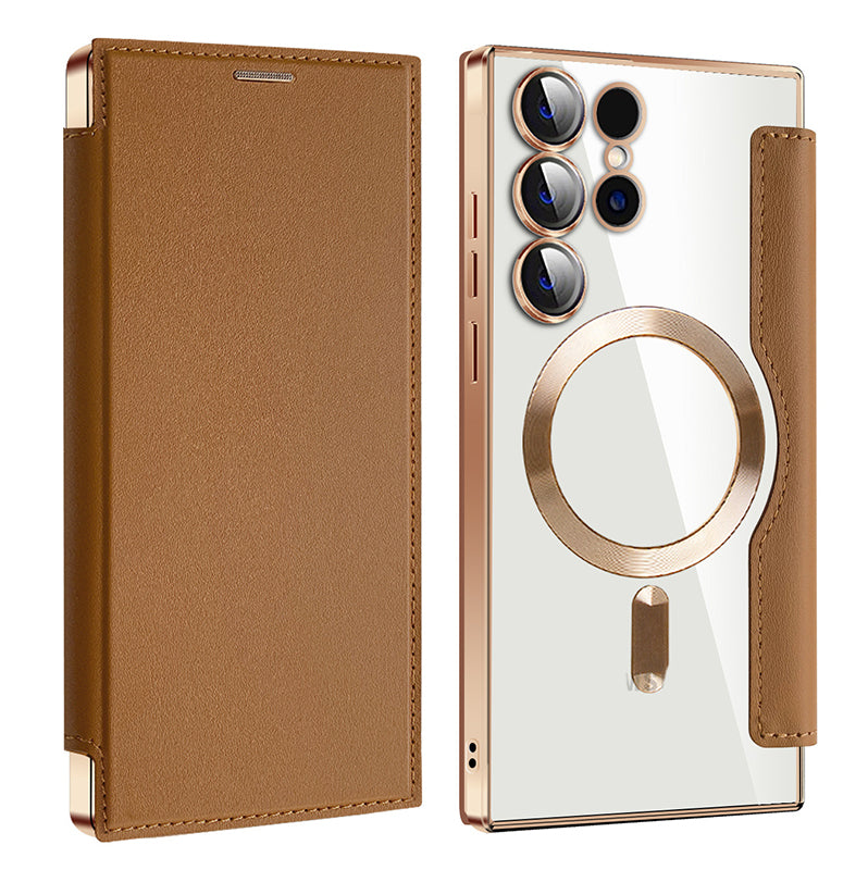 Lens Protection Magnetic Flip Phone Case For Samsung S22/S23/S24/S25