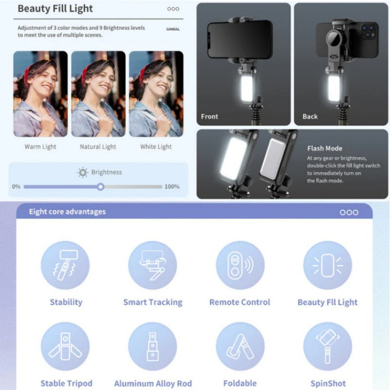 💥Last Day Sales - 60% OFF💥360° Rotating 3-Axis Foldable Gimbal Stabilizer for Smartphones Recording