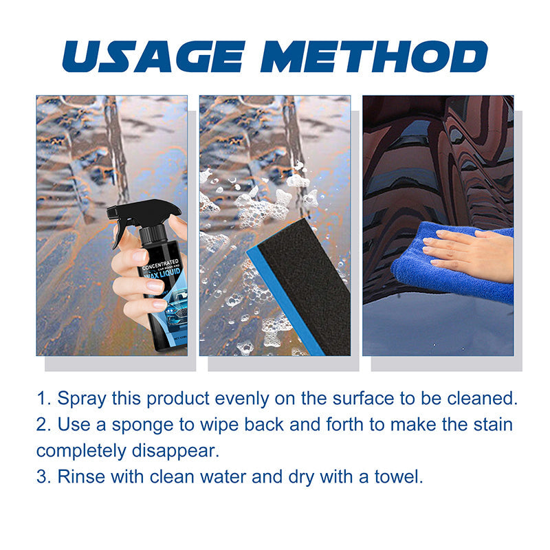 2025 New gentle and effective car cleaning spray with sponge and wipe)