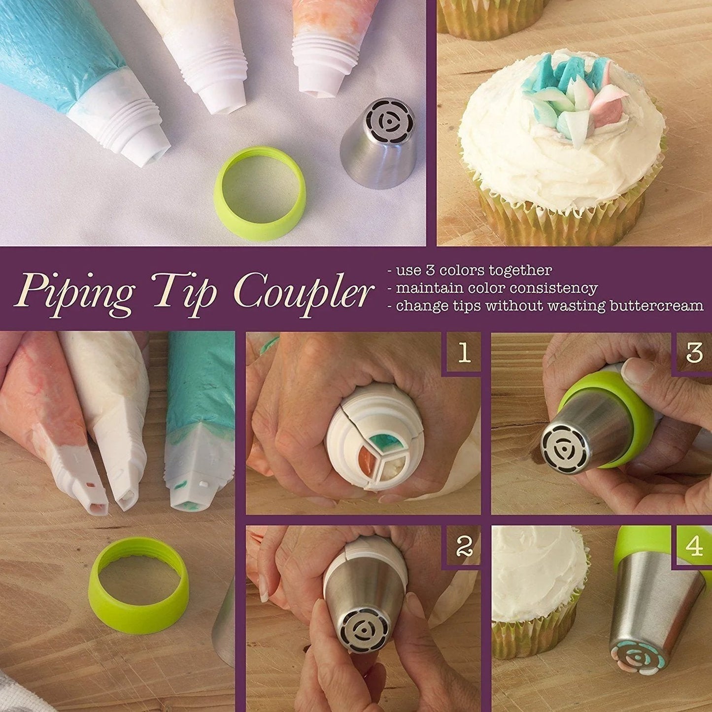 Pipe Flowers Instantly! No-Clog Reusable Frosting Tip Set