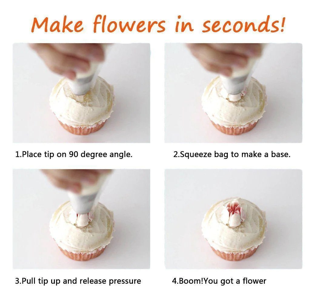 Pipe Flowers Instantly! No-Clog Reusable Frosting Tip Set