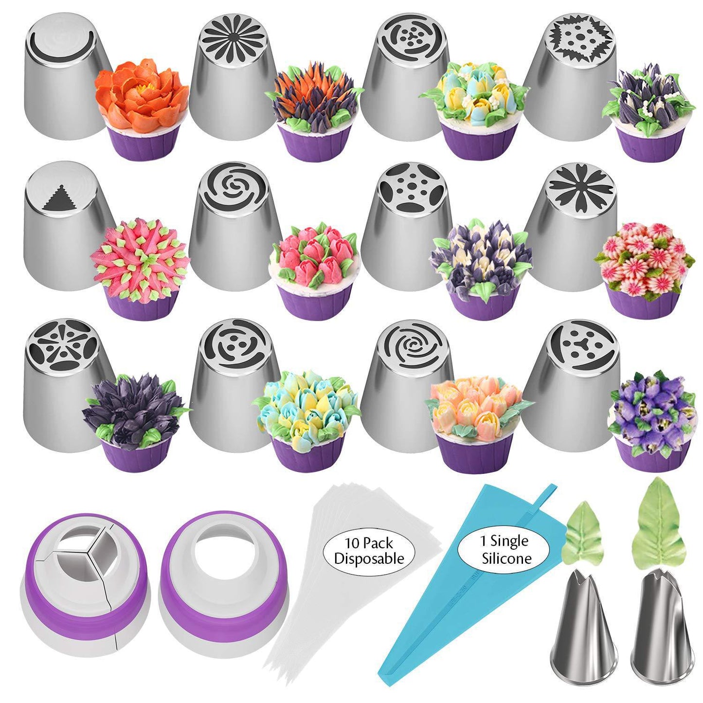 Pipe Flowers Instantly! No-Clog Reusable Frosting Tip Set