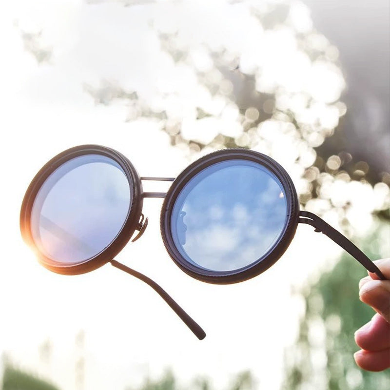 1-9 Gears Adjustable Round Frame Sunglasses