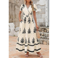 Boho Printed Maxi Dress – V-Neck, Pockets & Breathable💖