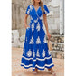 Boho Printed Maxi Dress – V-Neck, Pockets & Breathable💖