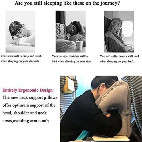 Sleep on Flights Instantly! Inflatable Travel Neck Pillow