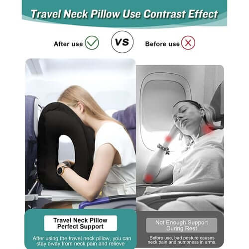 Sleep on Flights Instantly! Inflatable Travel Neck Pillow