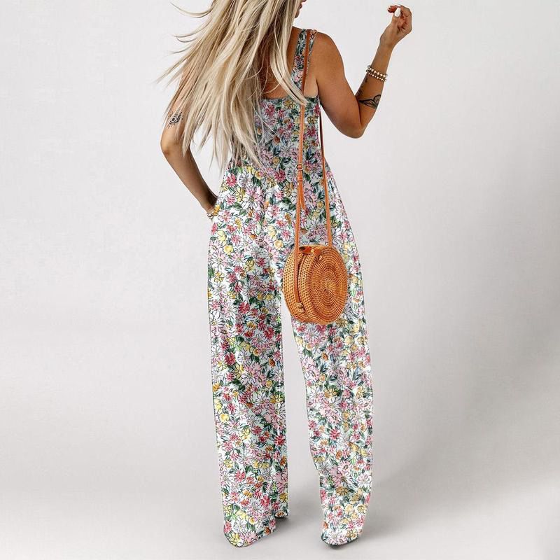 Smocked Print Jumpsuit – Wide-Leg & Flattering Fit