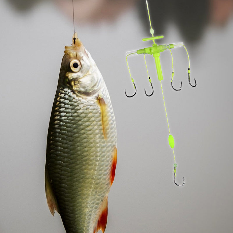 Outdoor Fluorescent Floating Fishing Set with 5 Barbed Hooks