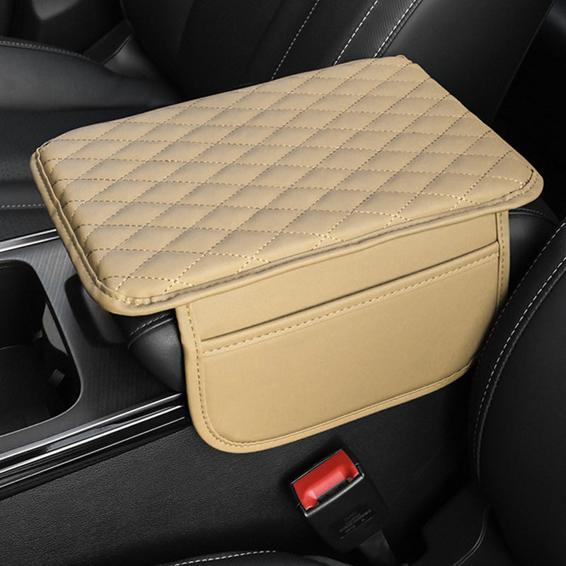 Add Armrest Comfort Instantly! PU Leather Car Cushion with Storage