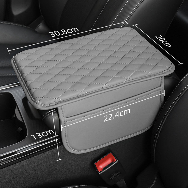 Add Armrest Comfort Instantly! PU Leather Car Cushion with Storage