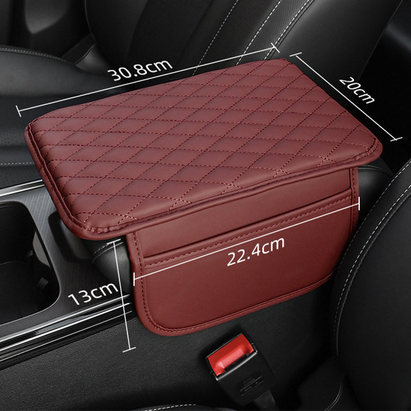 Add Armrest Comfort Instantly! PU Leather Car Cushion with Storage