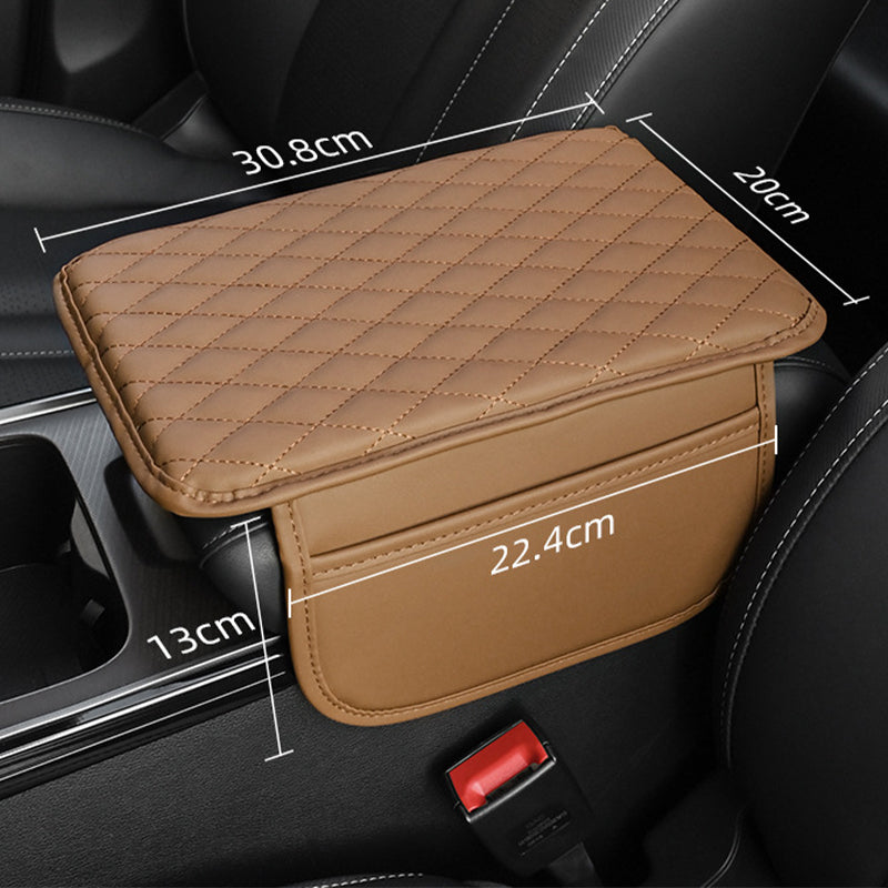 Add Armrest Comfort Instantly! PU Leather Car Cushion with Storage