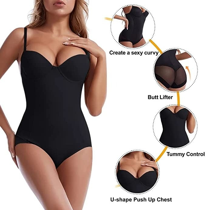 🔥 Hot Sale 50% OFF 🔥Shapewear Bodysuit with Bra|Ruched Slimming Adjustable Waist✨