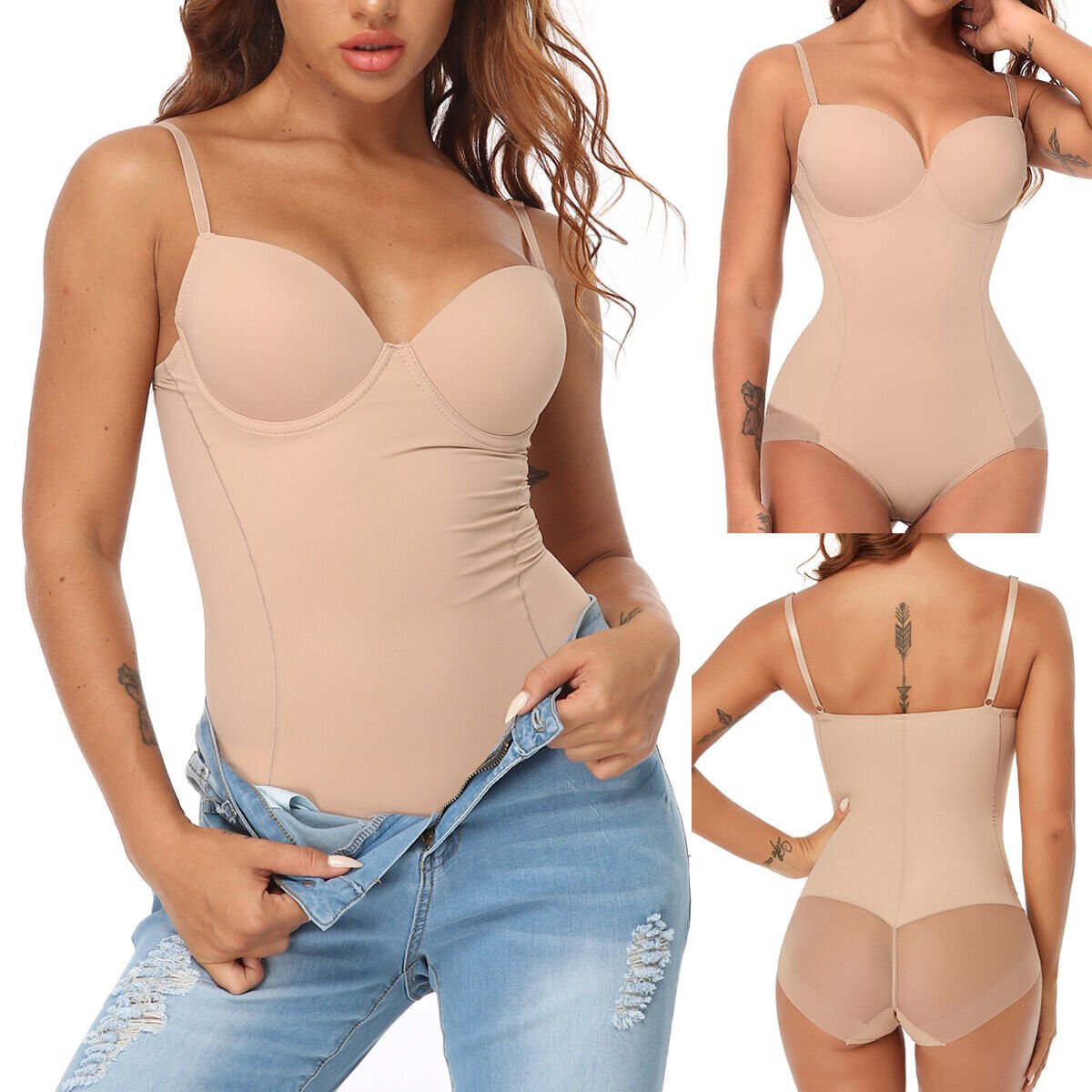 🔥 Hot Sale 50% OFF 🔥Shapewear Bodysuit with Bra|Ruched Slimming Adjustable Waist✨