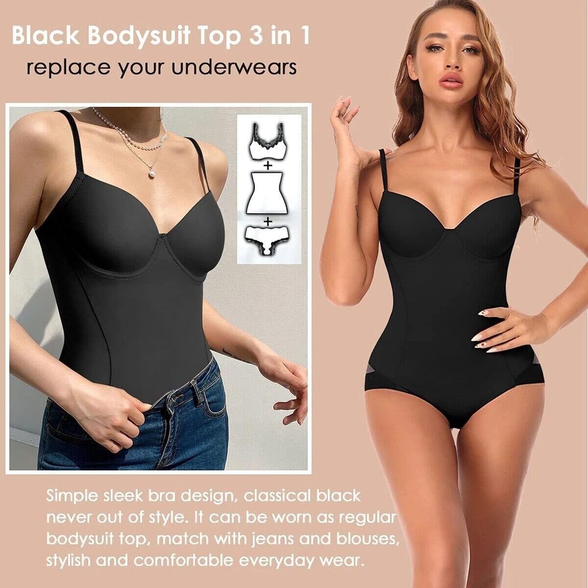🔥 Hot Sale 50% OFF 🔥Shapewear Bodysuit with Bra|Ruched Slimming Adjustable Waist✨