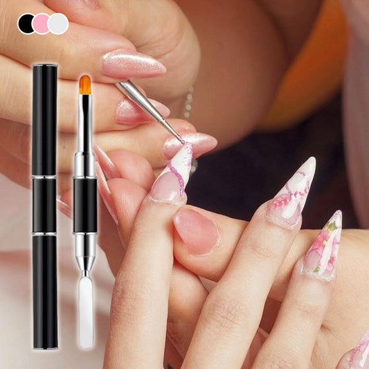 Dual-Ended Nail Art Brush with Spatula