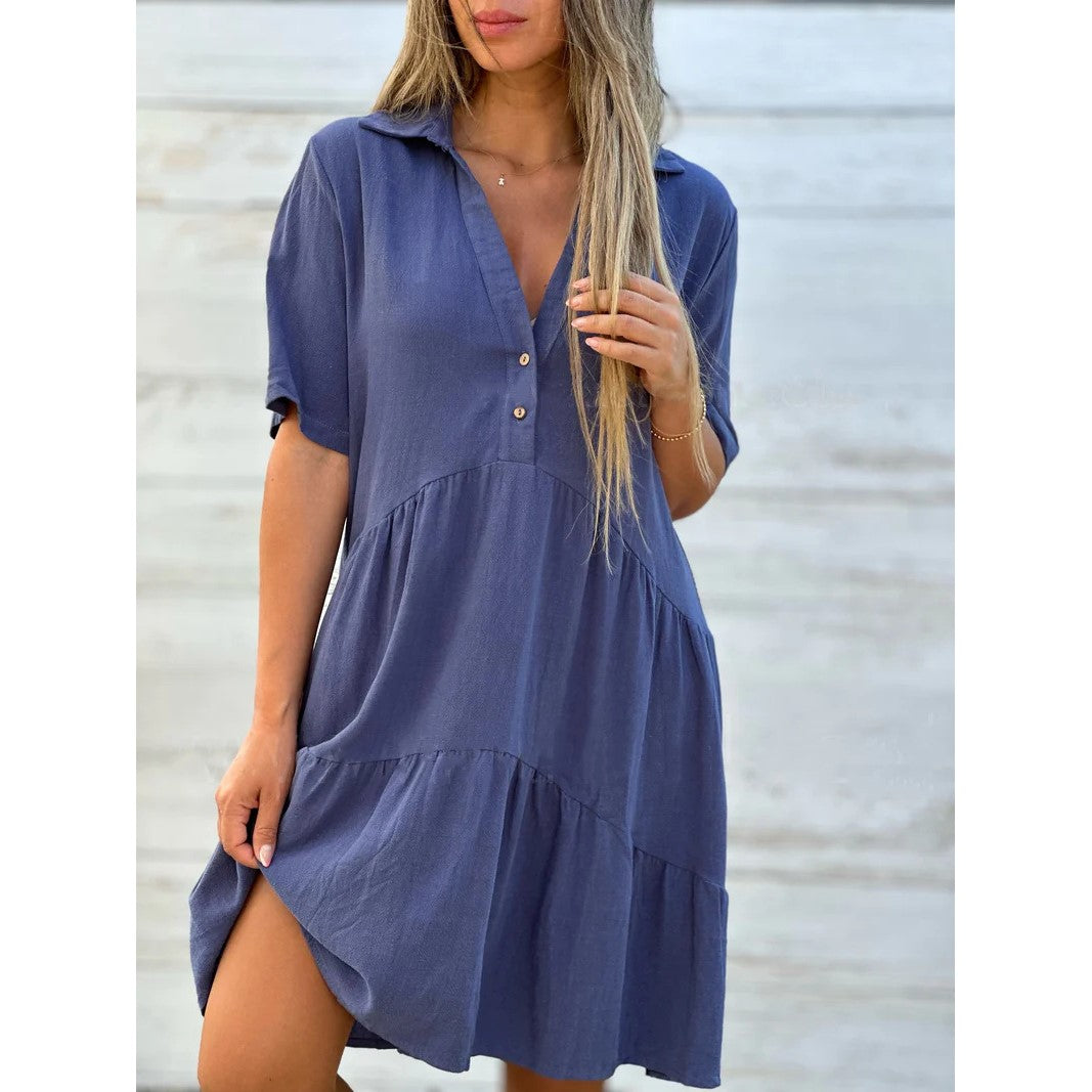 Cotton-Linen A-Line Dress – Breathable, Everyday Chic