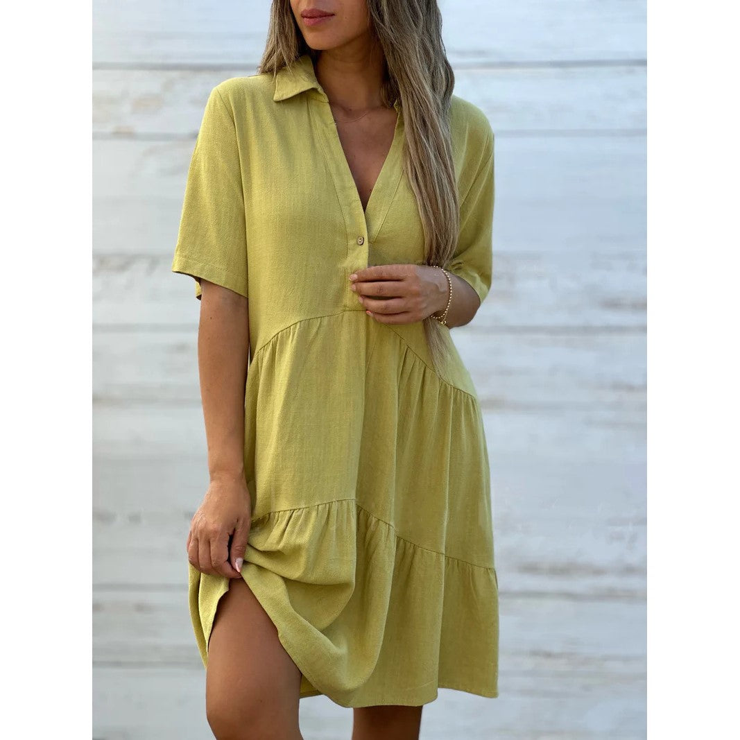 Cotton-Linen A-Line Dress – Breathable, Everyday Chic
