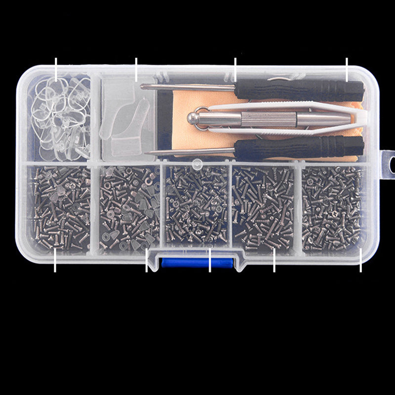 🔥Hot Sale 50% OFF🔥 Eyeglass Nose Pad Repair Kit – 22 Pairs Silicone Pads, Screws, Screwdriver, Tweezers 👓