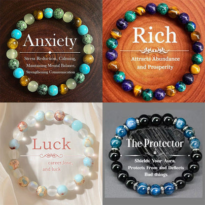Natural Stone Bead Bracelet – Gradient Color & Energy Design
