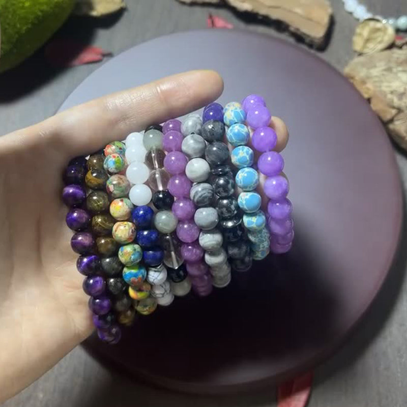 Natural Stone Bead Bracelet – Gradient Color & Energy Design