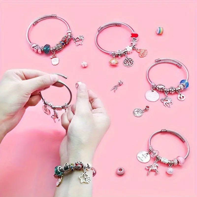 💫 60% OFF NOW! 🎁 Charm Bracelet Making Kit - Includes Beads & Tools, Creative Fun for Kids/Adults, Perfect Gift Idea 👧📦