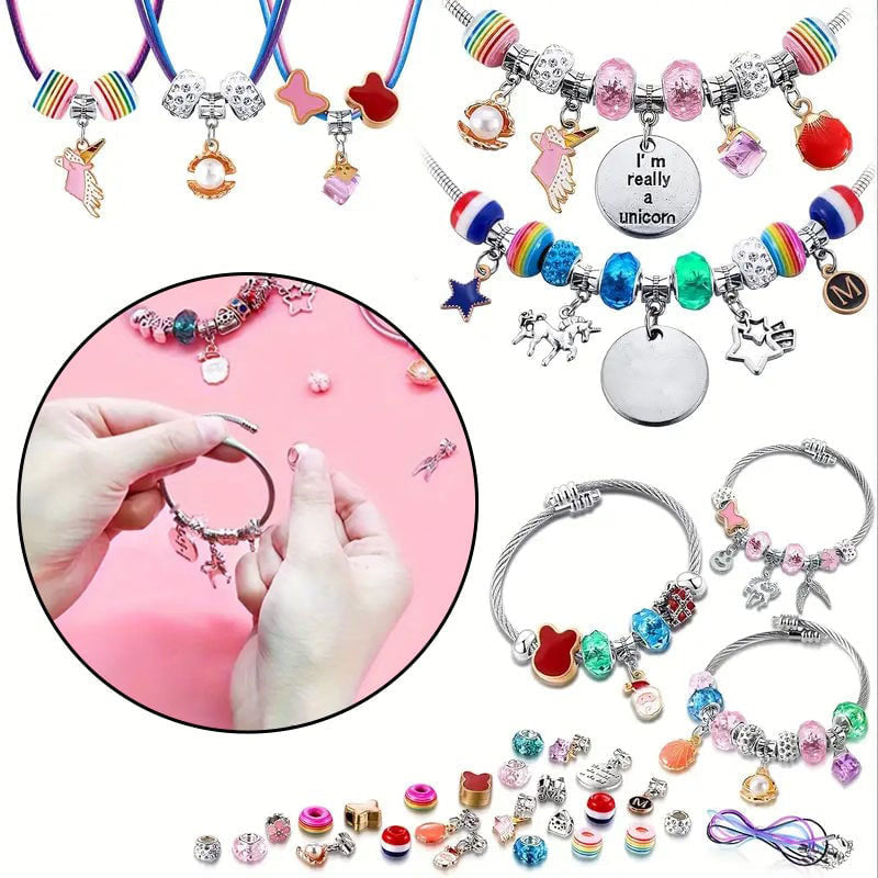 💫 60% OFF NOW! 🎁 Charm Bracelet Making Kit - Includes Beads & Tools, Creative Fun for Kids/Adults, Perfect Gift Idea 👧📦